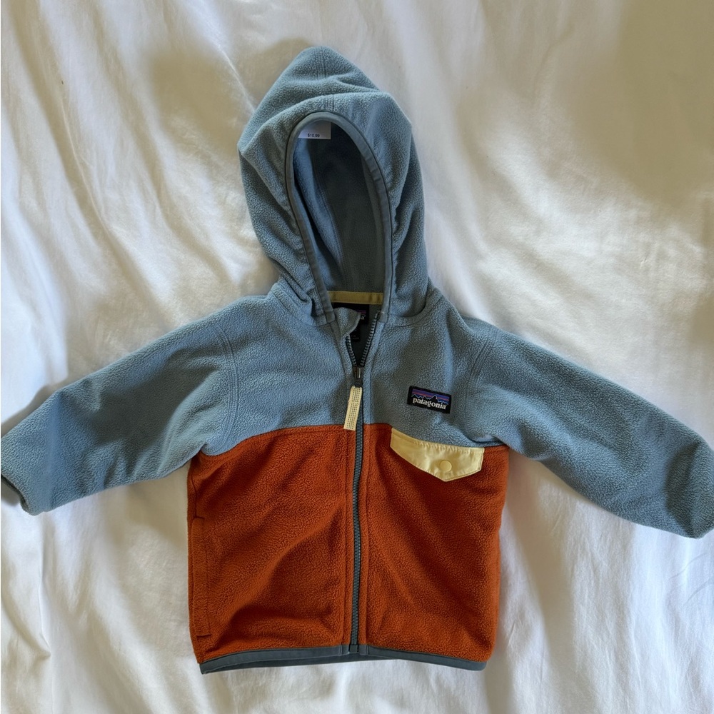 Patagonia Kids Blue and Orange Fleece Hoodie
